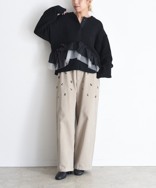 Eimee Law（エイミーロウ） カーディガン ランダムリボンフリルニット