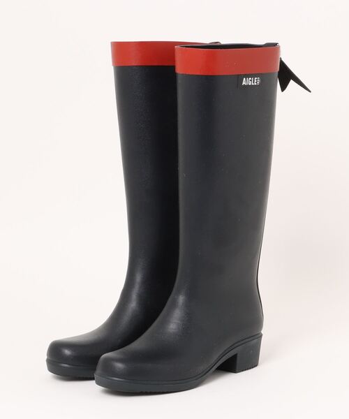 AIGLE（エーグル） 長靴 レインブーツ バックリボン配色レインロング