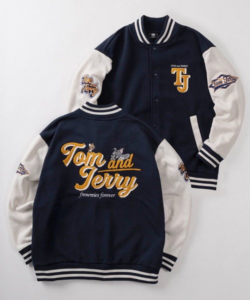 スタジャン 「71」「TOM＆JERRY/トムとジェリー」裏起毛 サガラ刺繍