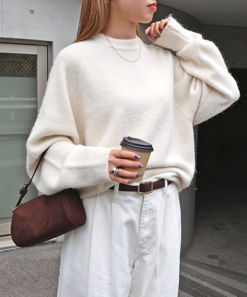 ANME ニット セーター 「新色・新サイズ追加」モヘアライク長袖ニット