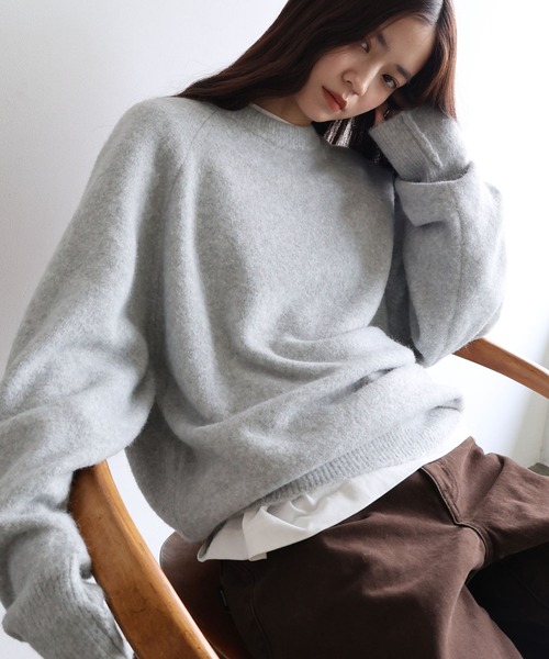 ANME ニット セーター 「新色・新サイズ追加」モヘアライク長袖ニット