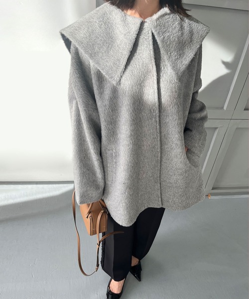 Fit more（フィットモア） コート アウター ビッグカラーウールライク