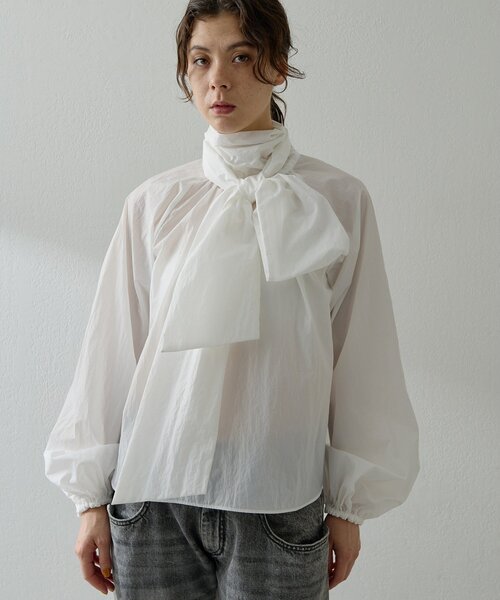 Whim Gazette（ウィム ガゼット） ブラウス シャツ ギャザーボウタイ