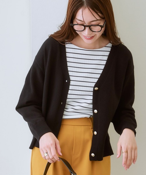 7days Life Styling カーディガン ゴールドボタンVネックニット