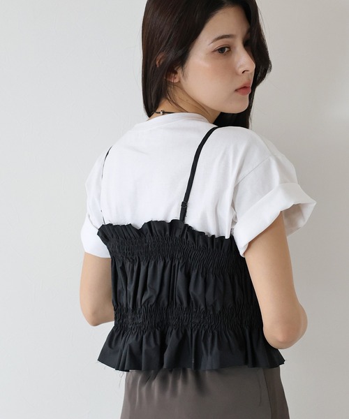 J by blue（ジェイバイブルー） キャミソール シャーリングビスチェ