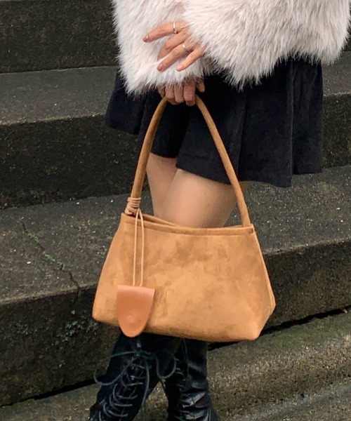 ハンドバッグ 「3点セット」「キーホルダー/ポーチ付き」スエードワン