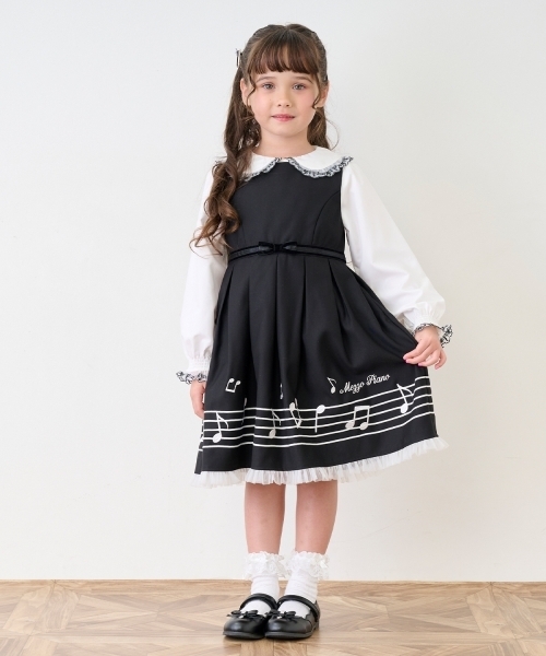 mezzo piano ジャンパースカート 音符ジャンパースカート キッズ 子供
