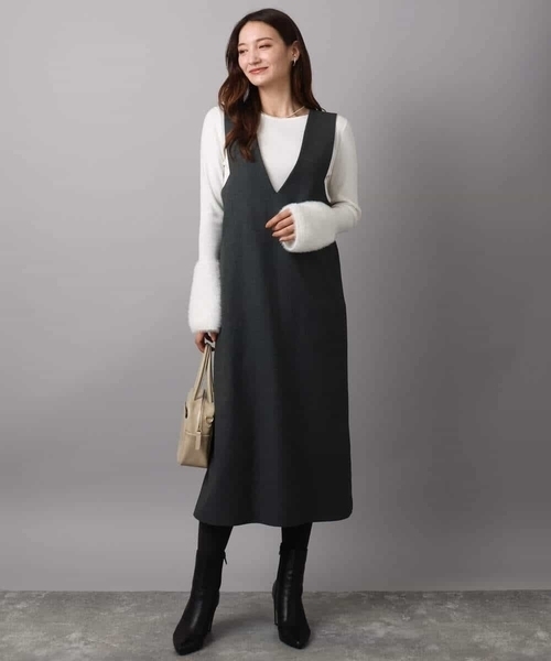 未使用級✨ソージュ ウールライクジャンパースカート ブラック M 現行