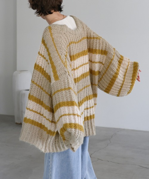 select MOCA（セレクトモカ） カーディガン マルチボーダーニット