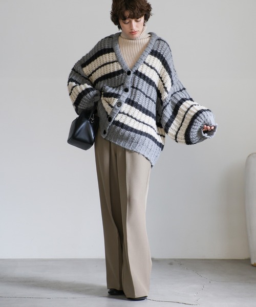 select MOCA（セレクトモカ） カーディガン マルチボーダーニット