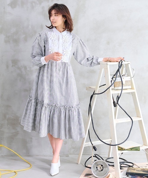 Chesty（チェスティ） ワンピース フラワーモチーフ3WAYシャツ