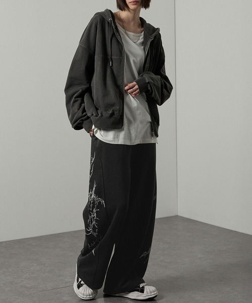 スウェットパンツ ジャージ 「Alfred Alex 」クラックプリント裾ドロー