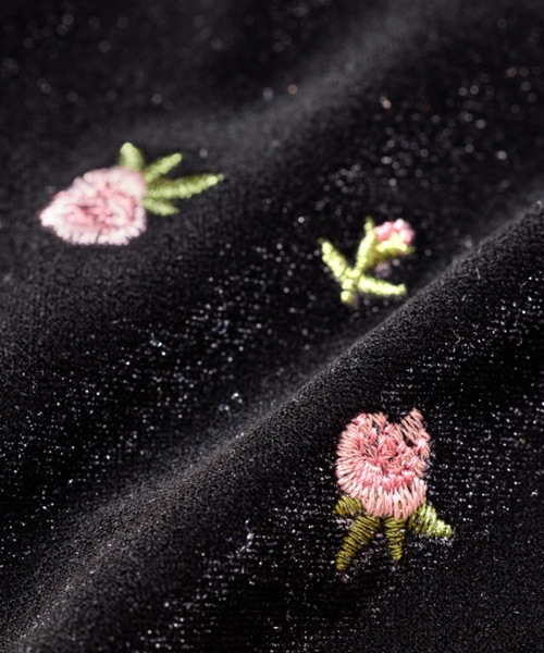 ROSY LUCE（ロージールーチェ） tシャツ FLOWER VELOR TOPS（フラワー