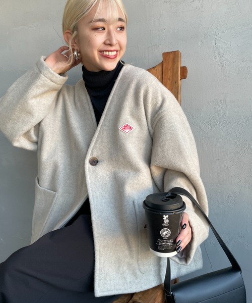 Danton（ダントン） ノーカラージャケット 36 グレー レディース