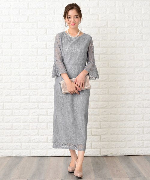 Lace Ladies（レースレディース） ドレス フレア七分袖 総レース