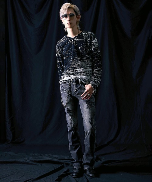 FUGA ジーンズ 「FUGA/フーガ」ペイント加工フレアデニムパンツ メンズ