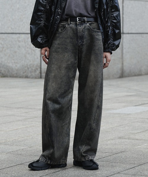WYM LIDNM ジーンズ VINTAGE WASHED CURVED DENIM メンズ レディース