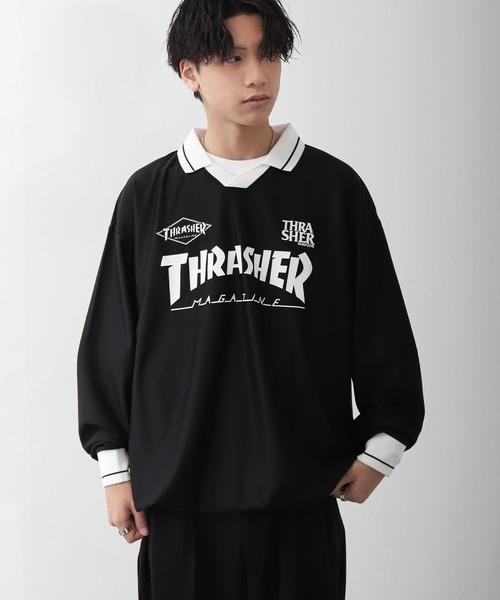 THRASHER（スラッシャー） tシャツ 襟付き ゲームシャツ ロング