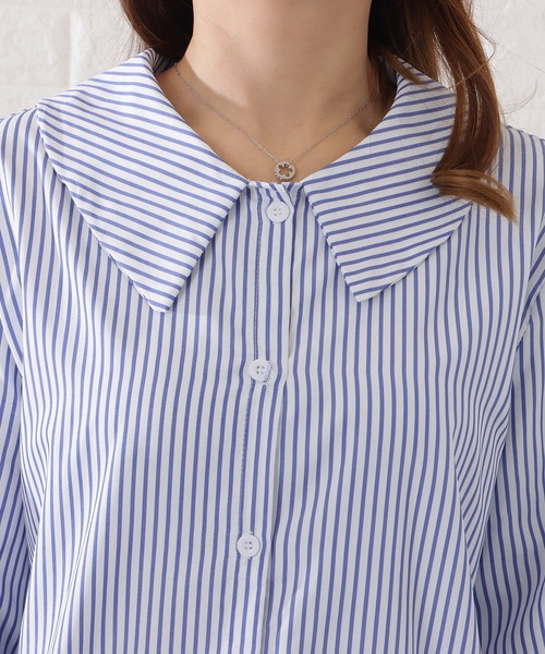 Lace Ladies（レースレディース） ブラウス シャツ ストライプ柄ビッグ