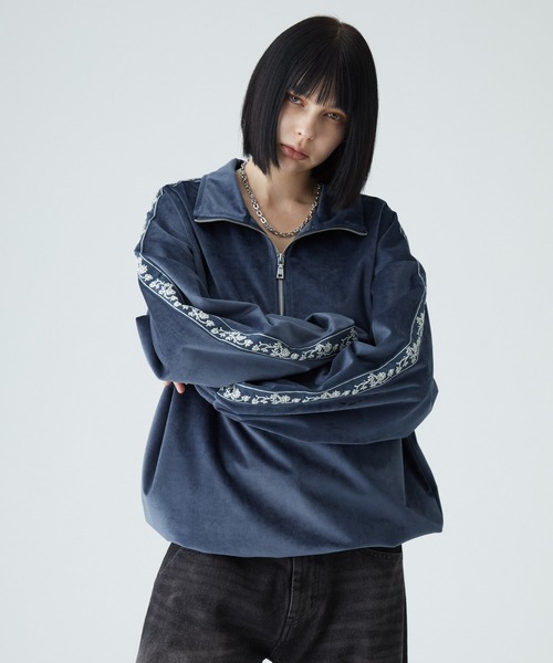 VELNUS トレーナー スウェット 「VELNUS」Sideline velor half-zip