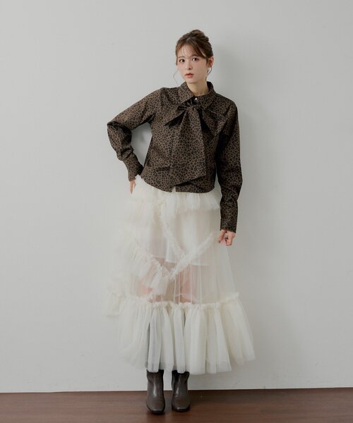 Chico（チコ） ブラウス シャツ 「SALON by Chico」リボン付きレース