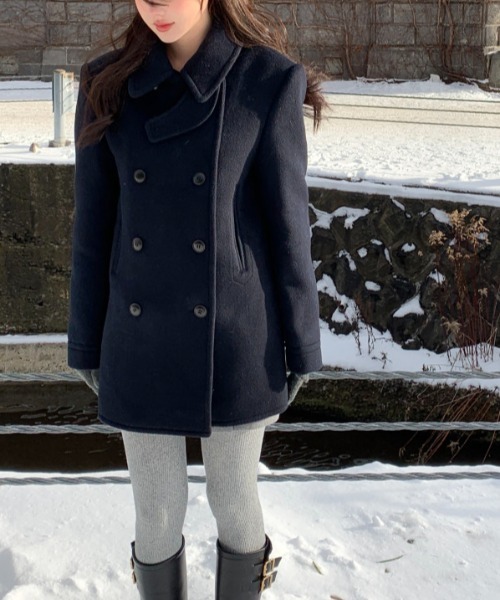 FAVORITO ピーコート pコート ダブルブレストメルトンジャケット