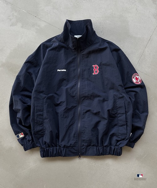 Perushu ブルゾン アウター × MLB スタンドネックナイロンブルゾン