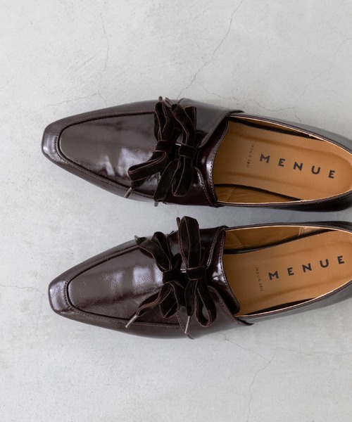 menue（メヌエ） ローファー ベロアリボン スクエアトゥ ローファー