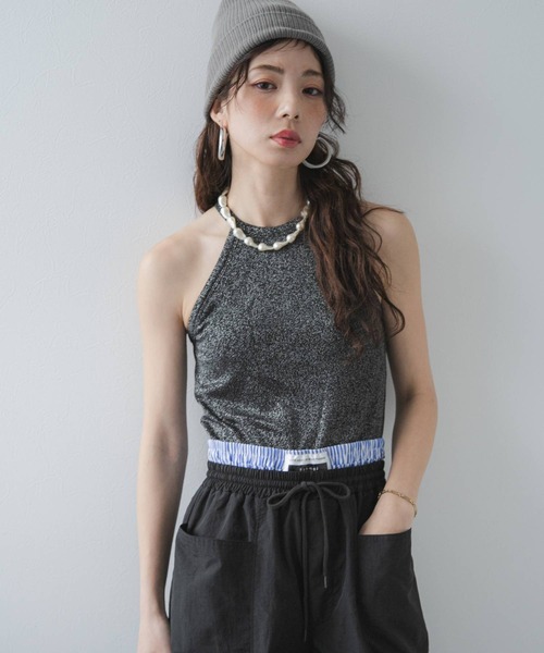 bohmal（ボマール） キャミソール ホルターネックラメタンク