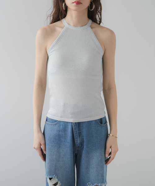 bohmal（ボマール） キャミソール ホルターネックラメタンク