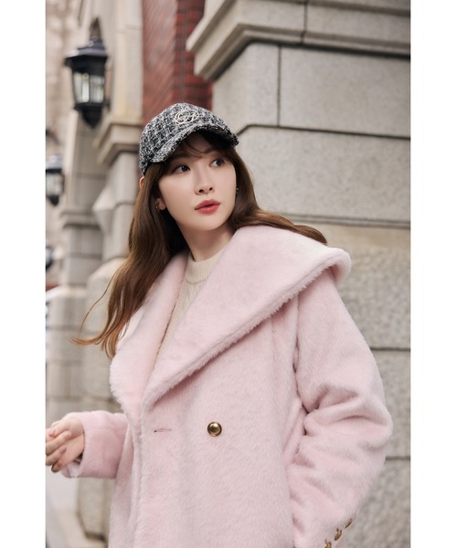 Her lip to ダウンコート ダウンジャケット Double Breasted Shaggy