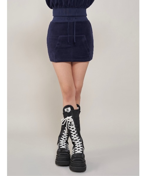 Darich（ダーリッチ） スカート フロントポケットベロアミニスカート