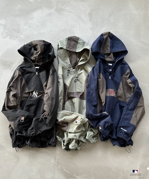 Perushu ナイロンジャケット × MLB ナイロンアノラックプルオーバー