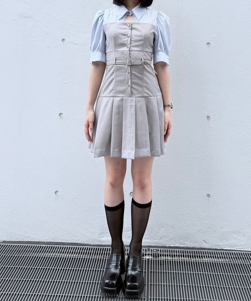 NOMAE（ノーマエ） ワンピース シャツドッキングプリーツミニ