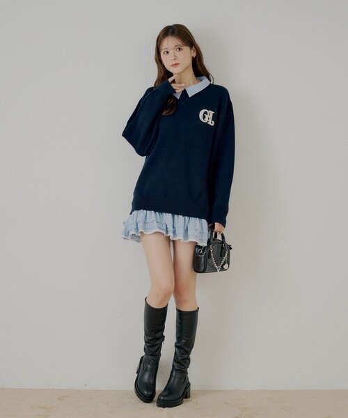 Chico（チコ） ワンピース 「マルチway」シャツレイヤードニット