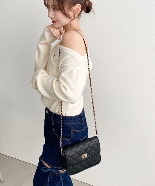 moment+ ショルダーバッグ バッグ フェイクレザーキルティング