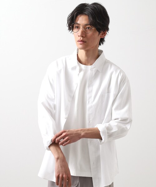 THE SHOP TK シャツ 綿麻ポリCOOLMAX（R）長袖シャツ メンズ