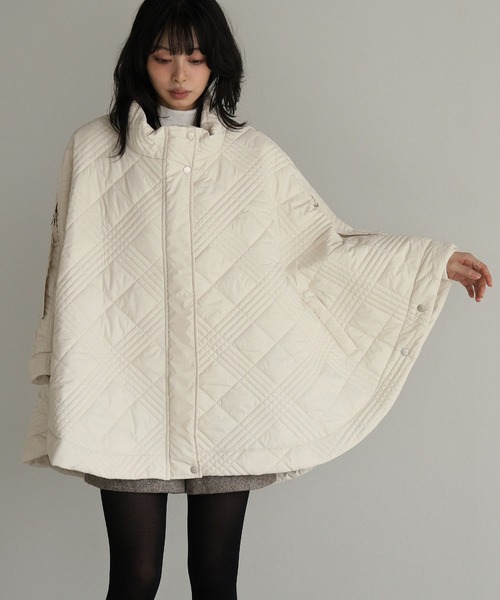 itto ポンチョ 2WAYキルティングポンチョコート レディース