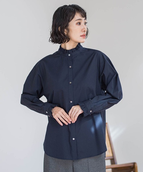 la.f（ラ・エフ） ブラウス シャツ ネックフリルブラウス