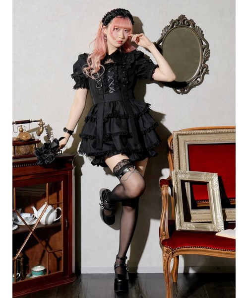 NOEMIE（ノエミー） ワンピース レースアップサスペンダーティアード