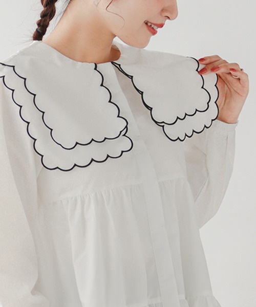 Fit more（フィットモア） ブラウス シャツ ダブルスカラップカラー
