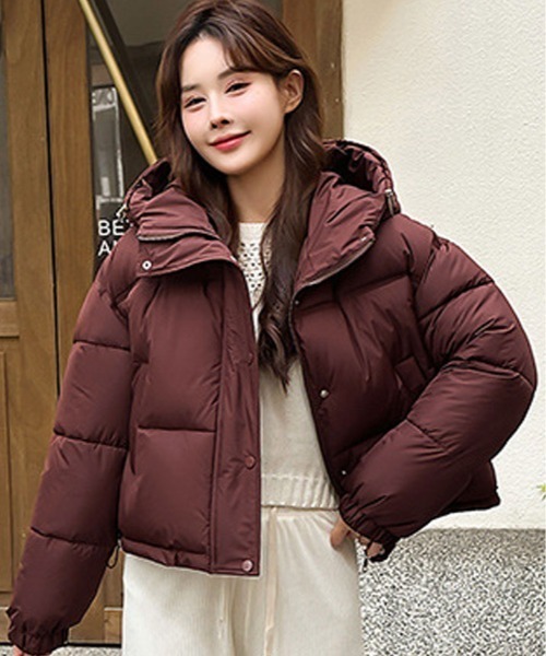 ダウンコート ダウンジャケット ショート丈 フェイクダウン フーディー