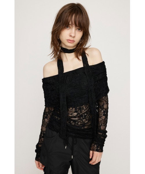 SLY（スライ） ブラウス シャツ OFF SHOULDER CUT LACE TOPS オフ