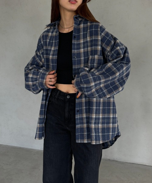 ブラウス シャツ ルーズチェックシャツ レディース : ZOZOTOWN Yahoo