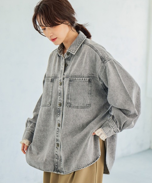studio CLIP（スタディオクリップ） ブラウス シャツ 甘織りデニム