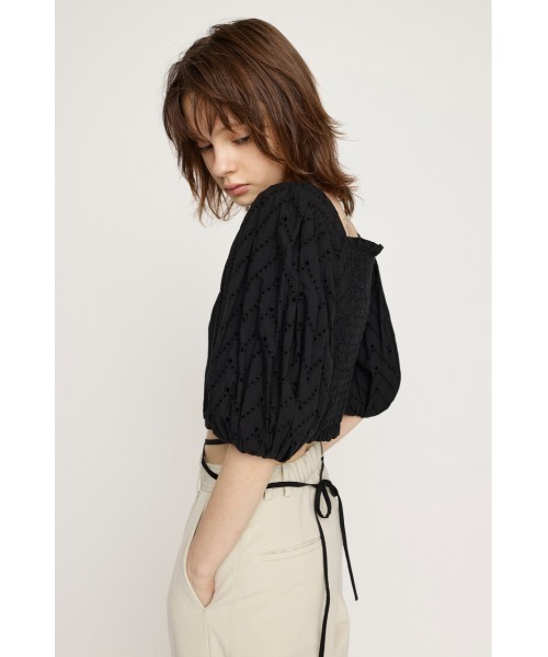 SLY（スライ） tシャツ FRONT BUTTON LACE PUFF TOPS フロント ボタン