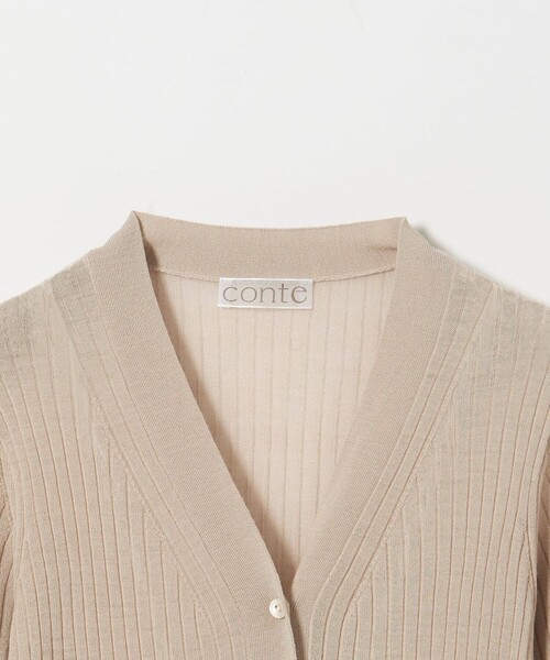 conte カーディガン 「conte」シアー リブ Vネックカーディガン
