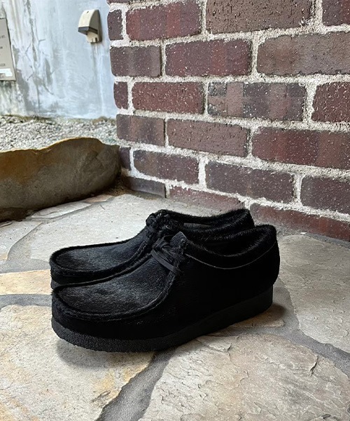 Clarks（クラークス） デッキシューズ Wallabee Black Hair On メンズ