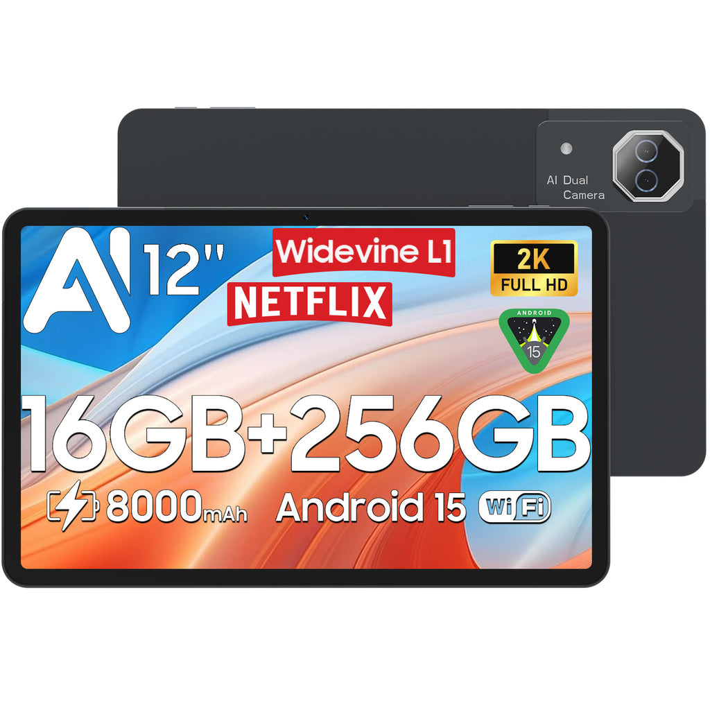 12inch Android 15 Tablet with 256GB ROM+16GB RAM,Helio G99,Octa