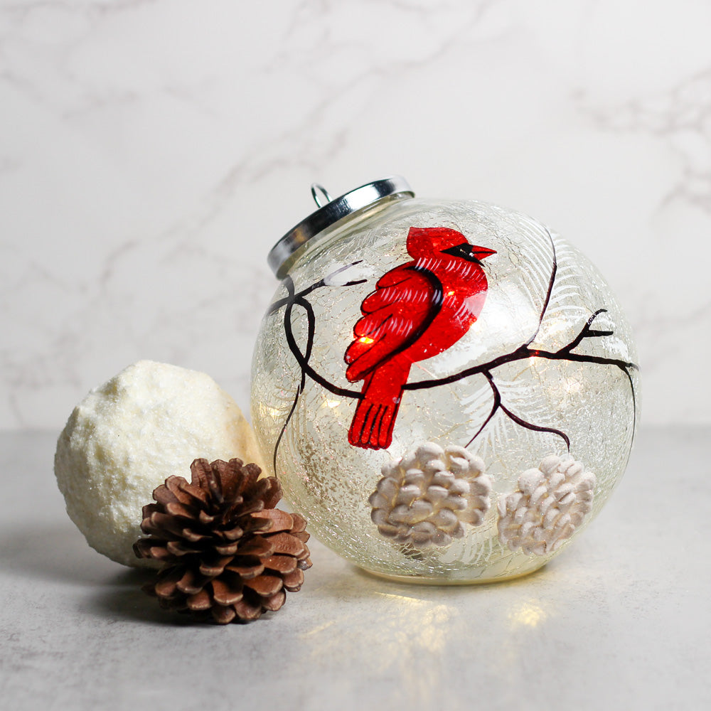 Frosty Vines Crackle Glass Orb | A Cheerful Giver